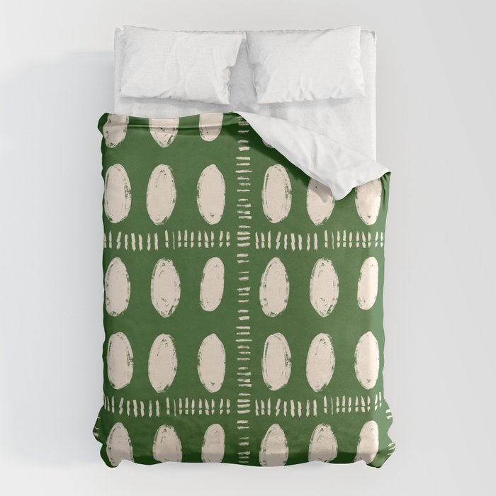Green Boho Quilt Pattern Duvet Cover Gallery Image 1