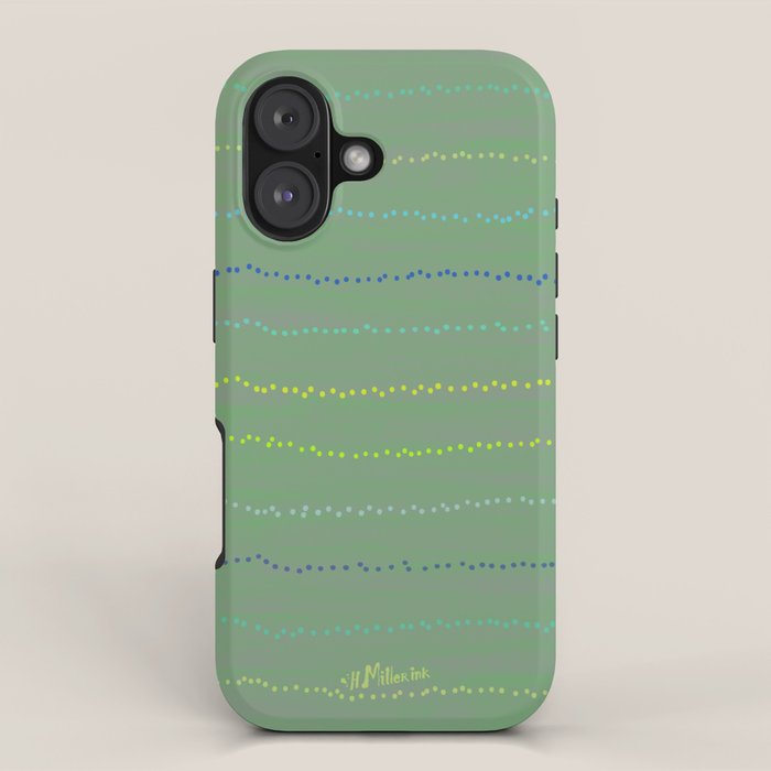 Minimal Doodle Dots in Sage Green iPhone Case Gallery Image 1