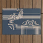 Lines in Midnight Outdoor Rug Gallery Image 1