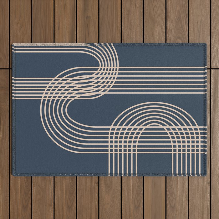 Lines in Midnight Outdoor Rug Gallery Image 1