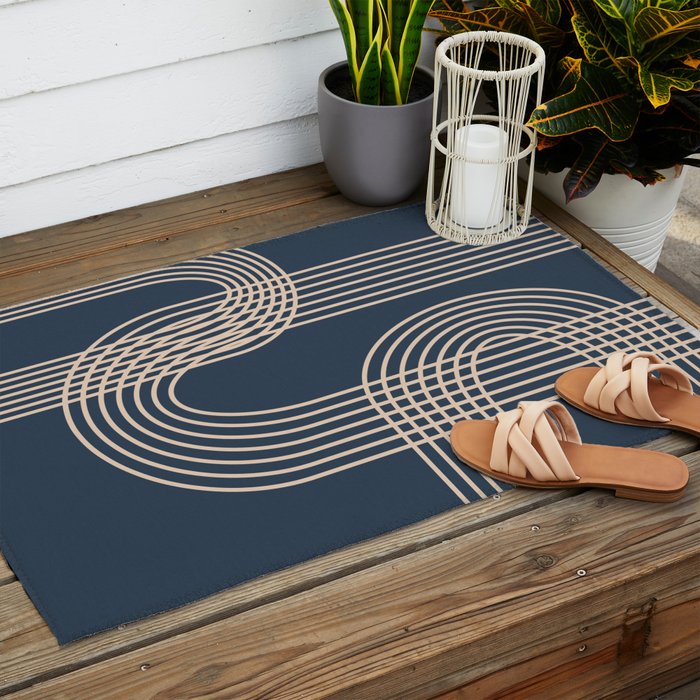 Lines in Midnight Outdoor Rug Gallery Image 2
