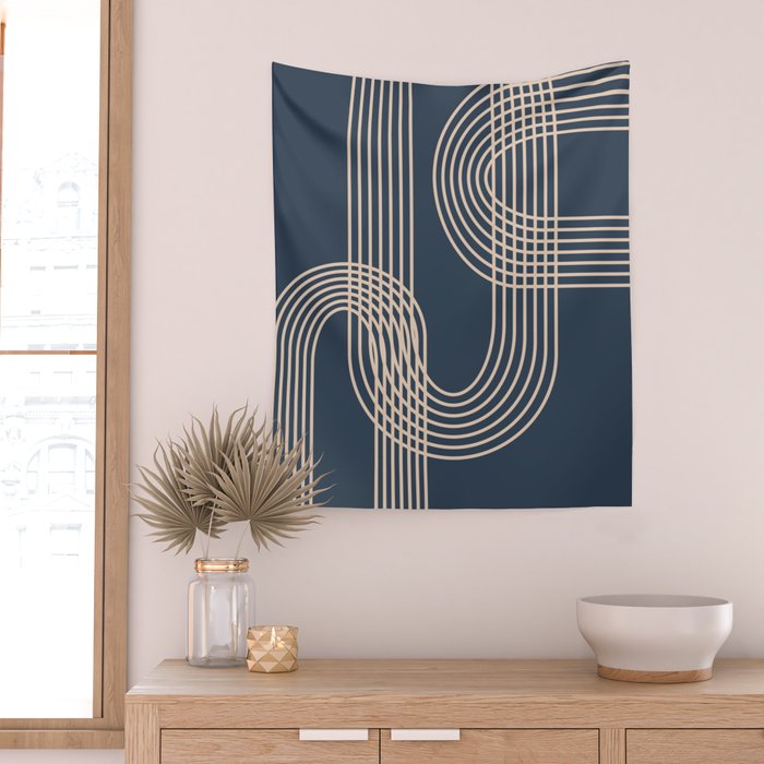 Lines in Midnight Wall Tapestry Gallery Image 2