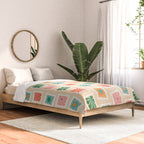Vintage flower postage stamp pattern Comforter Gallery Image 2