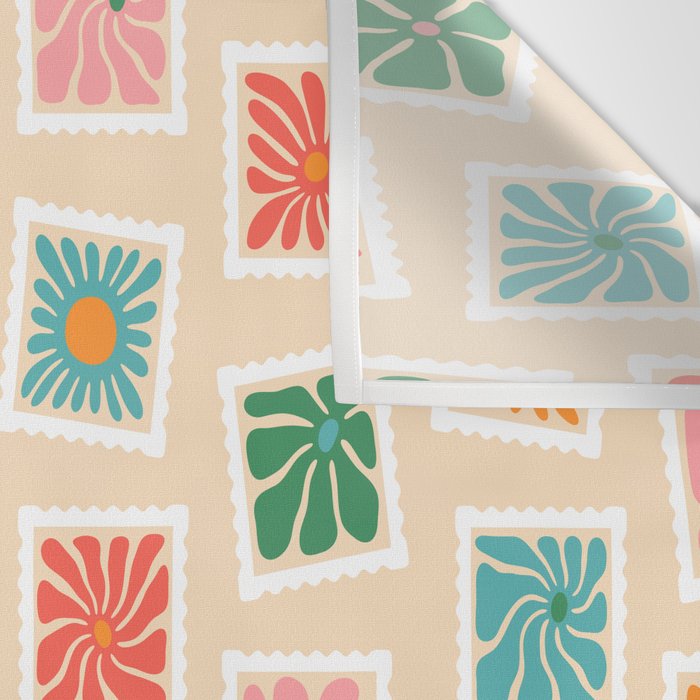 Vintage flower postage stamp pattern Wall Tapestry Gallery Image 3