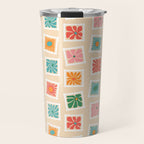 Vintage flower postage stamp pattern Travel Mug Gallery Image 1