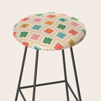 Vintage flower postage stamp pattern Stool Gallery Image 2