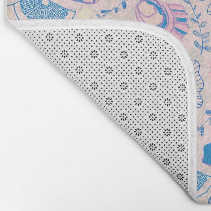 Coastal Oysters on the Beach in Pastel Pink & Blue Bath Mat Gallery Image 2