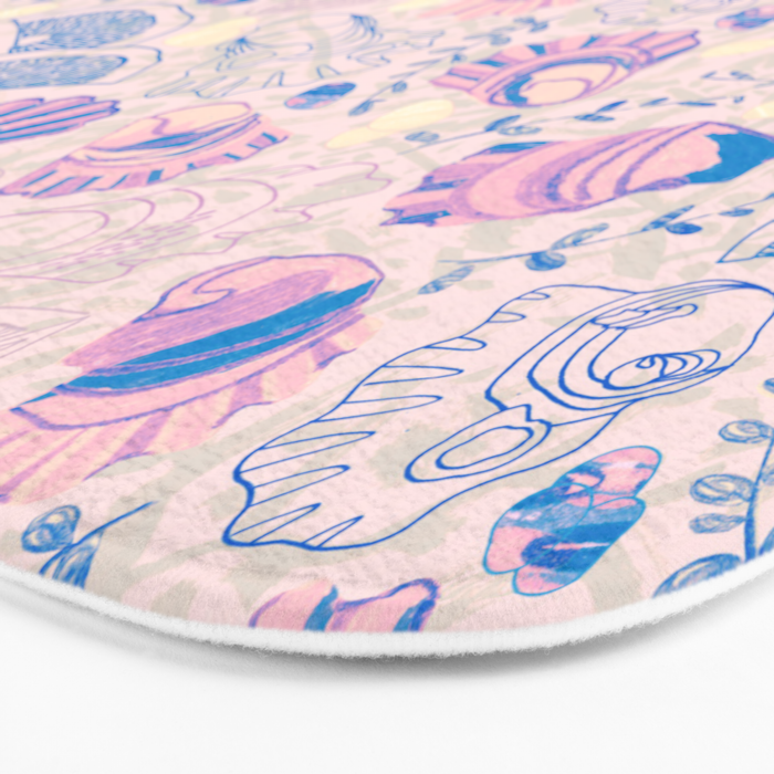 Coastal Oysters on the Beach in Pastel Pink & Blue Bath Mat Gallery Image 3