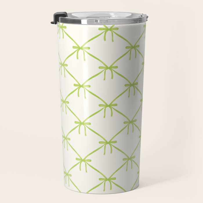 Bows & Ribbons Pattern V Green Travel Mug Gallery Image 3