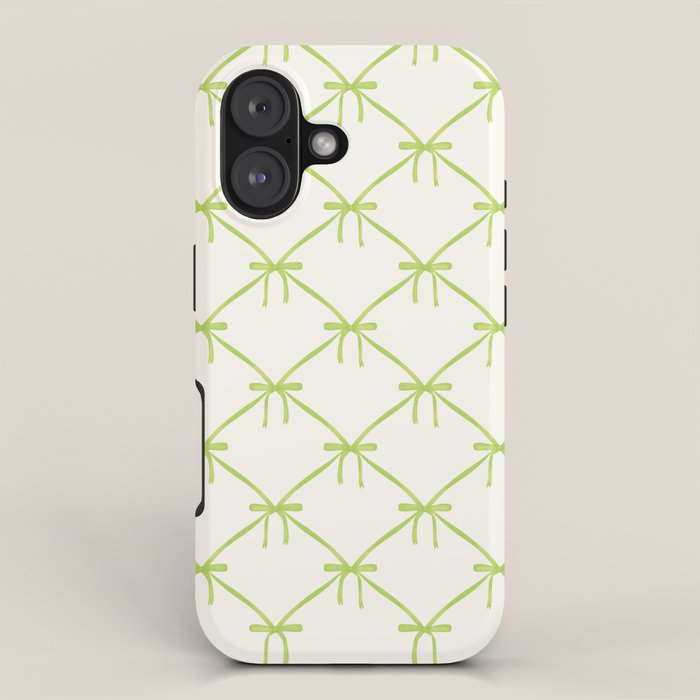 Bows & Ribbons Pattern V Green iPhone Case Gallery Image 1