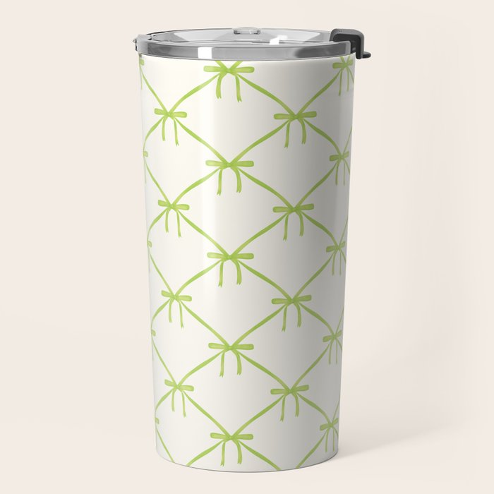 Bows & Ribbons Pattern V Green Travel Mug Gallery Image 2