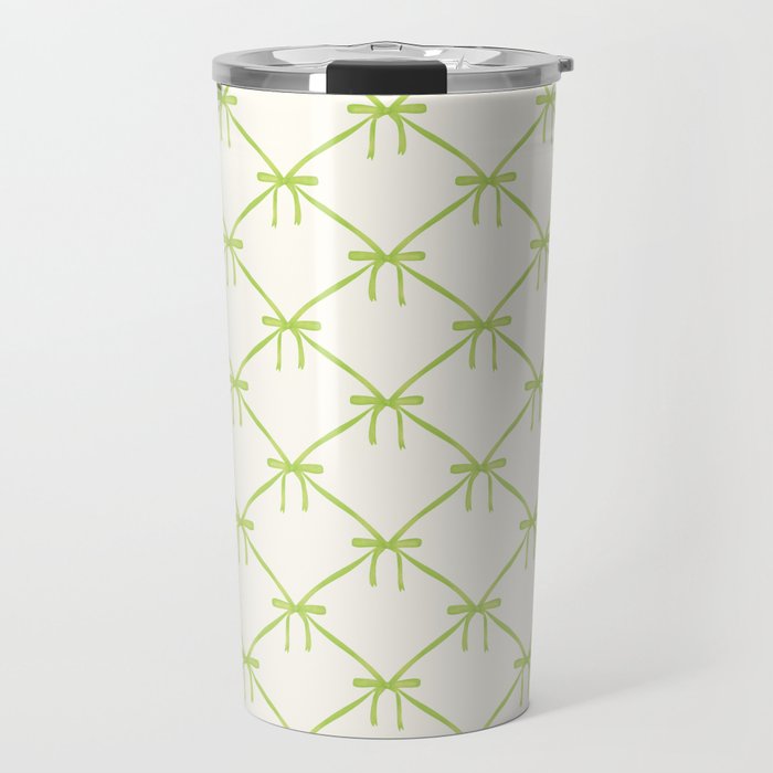 Bows & Ribbons Pattern V Green Travel Mug Gallery Image 1
