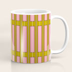 Eclectic Geometric Geo Box Striped Pattern in Pink Brown Chartreuse Cream Coffee Mug Gallery Image 1