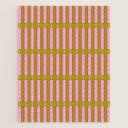 Eclectic Geometric Geo Box Striped Pattern in Pink Brown Chartreuse Cream Jigsaw Puzzle Gallery Image 1