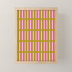 Eclectic Geometric Geo Box Striped Pattern in Pink Brown Chartreuse Cream Mini Art Print Gallery Image 1