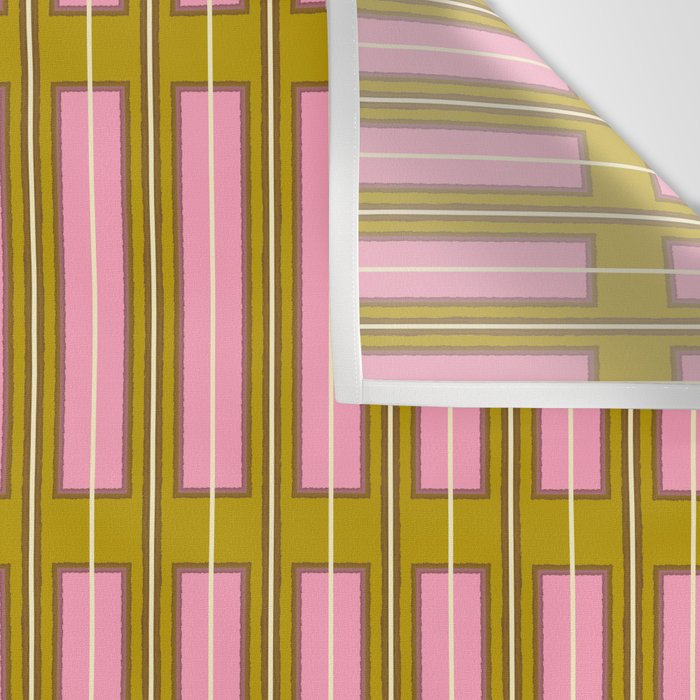 Eclectic Geometric Geo Box Striped Pattern in Pink Brown Chartreuse Cream Wall Tapestry Gallery Image 3
