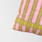 Eclectic Geometric Geo Box Striped Pattern in Pink Brown Chartreuse Cream Pillow Sham Gallery Image 4