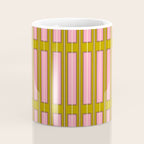 Eclectic Geometric Geo Box Striped Pattern in Pink Brown Chartreuse Cream Coffee Mug Gallery Image 4