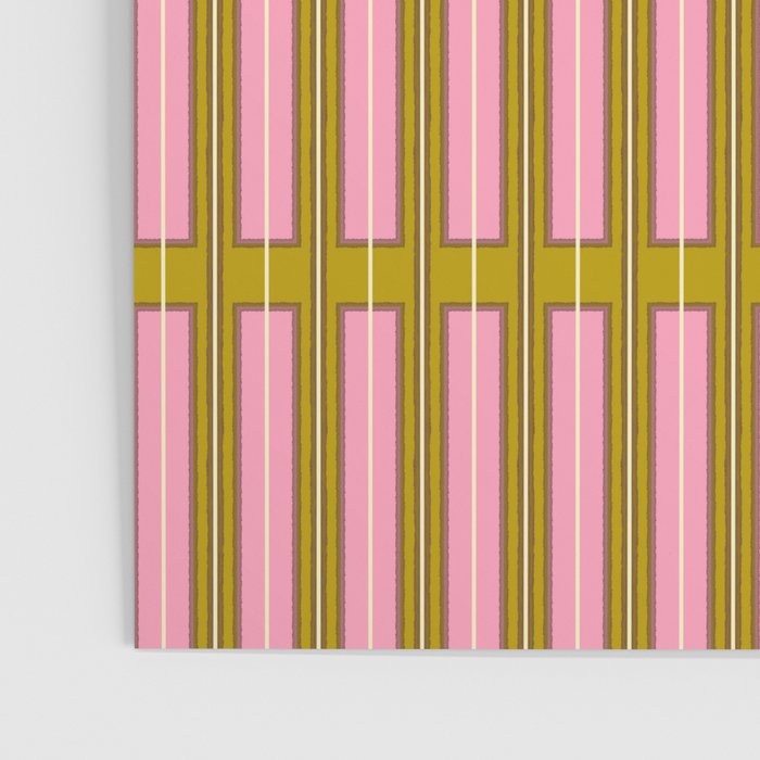 Eclectic Geometric Geo Box Striped Pattern in Pink Brown Chartreuse Cream Poster Gallery Image 3