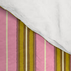 Eclectic Geometric Geo Box Striped Pattern in Pink Brown Chartreuse Cream Comforter Gallery Image 4