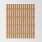 Eclectic Geometric Geo Box Striped Pattern in Pink Brown Chartreuse Cream Throw Blanket Gallery Image 2