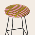 Eclectic Geometric Geo Box Striped Pattern in Pink Brown Chartreuse Cream Stool Gallery Image 2