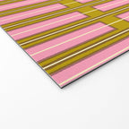 Eclectic Geometric Geo Box Striped Pattern in Pink Brown Chartreuse Cream Welcome Mat Gallery Image 2