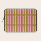 Eclectic Geometric Geo Box Striped Pattern in Pink Brown Chartreuse Cream Laptop Sleeve Gallery Image 1