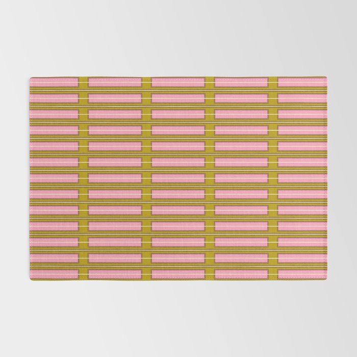 Eclectic Geometric Geo Box Striped Pattern in Pink Brown Chartreuse Cream Rug Gallery Image 2