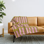 Eclectic Geometric Geo Box Striped Pattern in Pink Brown Chartreuse Cream Throw Blanket Gallery Image 1