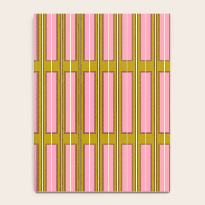 Eclectic Geometric Geo Box Striped Pattern in Pink Brown Chartreuse Cream Notebook Gallery Image 4