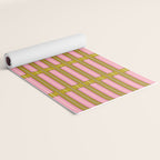 Eclectic Geometric Geo Box Striped Pattern in Pink Brown Chartreuse Cream Yoga Mat Gallery Image 2