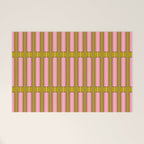 Eclectic Geometric Geo Box Striped Pattern in Pink Brown Chartreuse Cream Welcome Mat Gallery Image 1