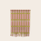 Eclectic Geometric Geo Box Striped Pattern in Pink Brown Chartreuse Cream Wall Hanging Gallery Image 1