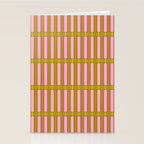 Eclectic Geometric Geo Box Striped Pattern in Pink Brown Chartreuse Cream Stationery Card Gallery Image 2
