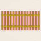 Eclectic Geometric Geo Box Striped Pattern in Pink Brown Chartreuse Cream Desk Mat Gallery Image 3