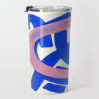 Tribal Pink Blue Fun Colorful Mid Century Modern Abstract Painting Shapes Pattern Travel Mug Gallery Image 3