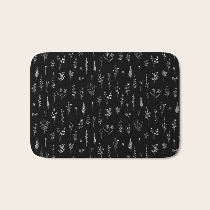 Little Black Wildflowers Bath Mat Gallery Image 1