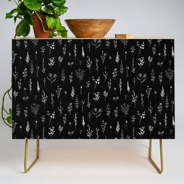 Little Black Wildflowers Credenza Gallery Image 1