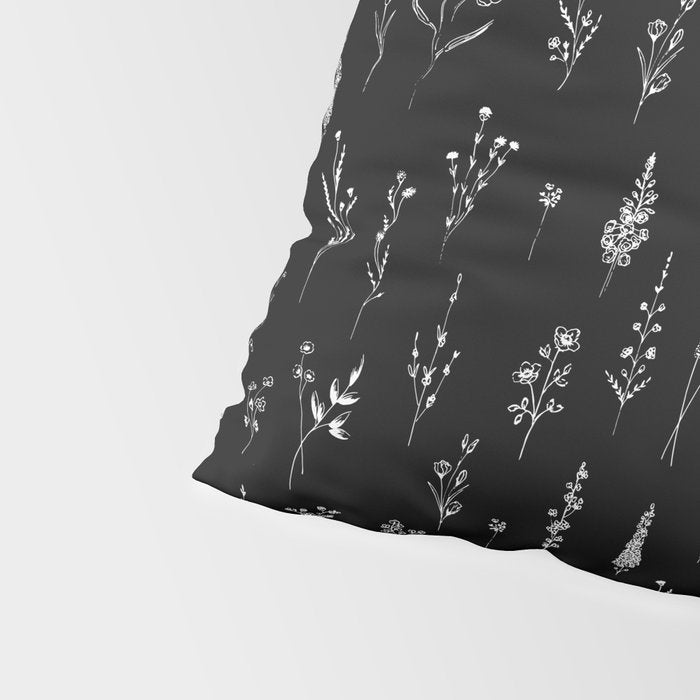 Little Black Wildflowers Pillow Sham Gallery Image 4