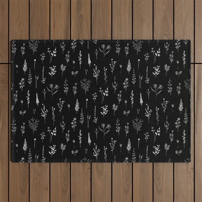 Little Black Wildflowers Outdoor Rug Gallery Image 1