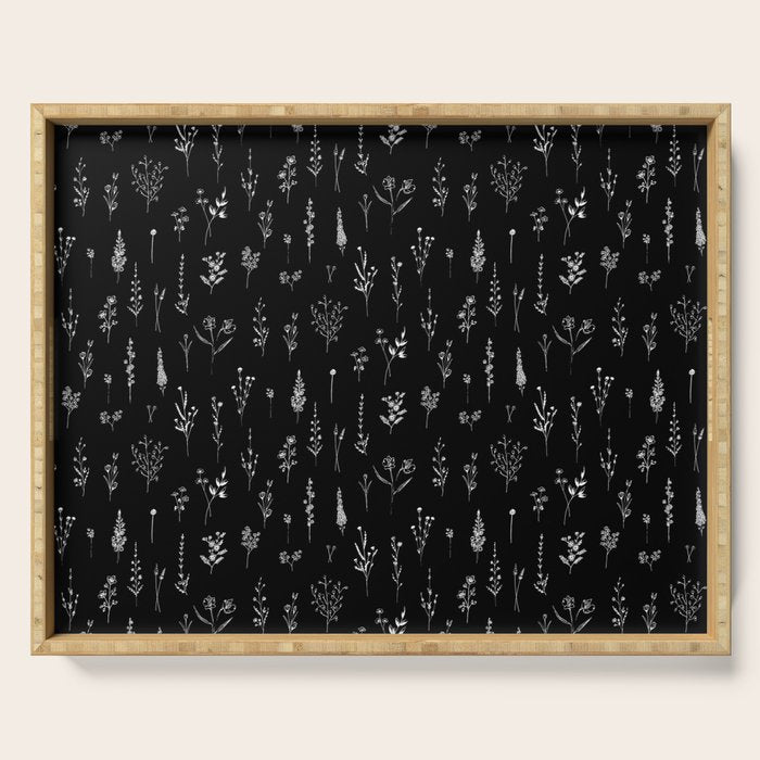 Little Black Wildflowers Serving Tray Gallery Image 1