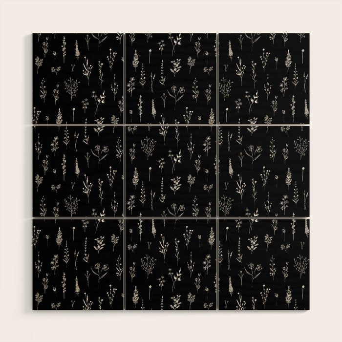 Little Black Wildflowers Wood Wall Art Gallery Image 1