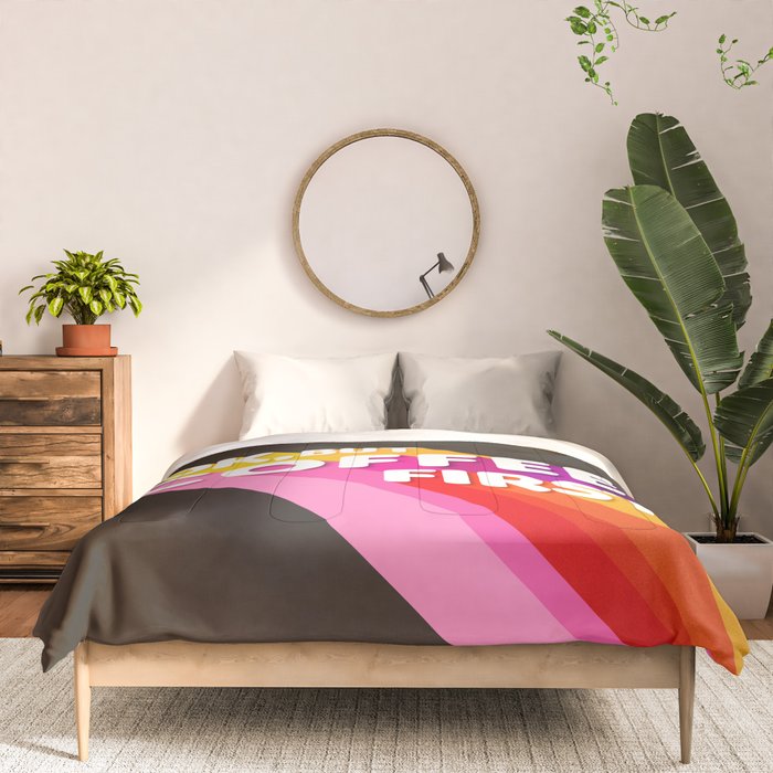 OK, but coffee first - retro typography Comforter Gallery Image 3