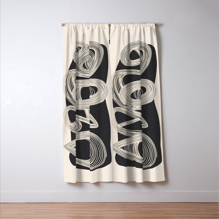 Continuous Flow - Monochrome Abstract Design Window Curtain Gallery Image 3