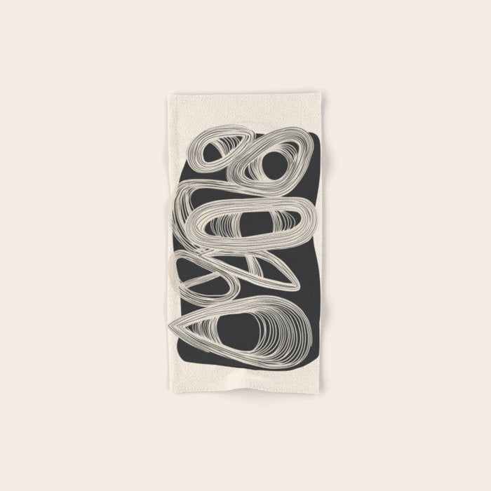Continuous Flow - Monochrome Abstract Design Bath Towel Gallery Image 1