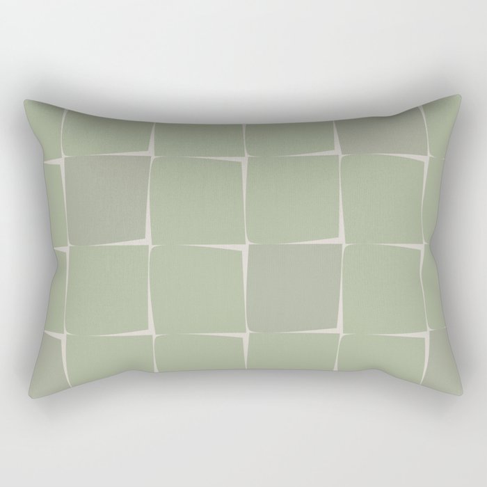 Sage Green Flux Midcentury Modern Check Grid Pattern Rectangular Pillow Gallery Image 1