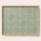 Sage Green Flux Midcentury Modern Check Grid Pattern Serving Tray Gallery Image 1