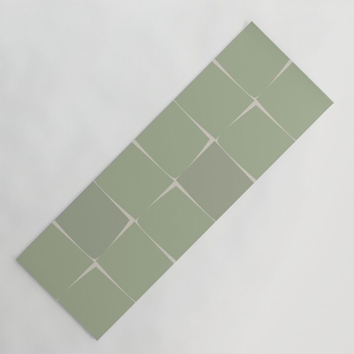 Sage Green Flux Midcentury Modern Check Grid Pattern Yoga Mat Gallery Image 1