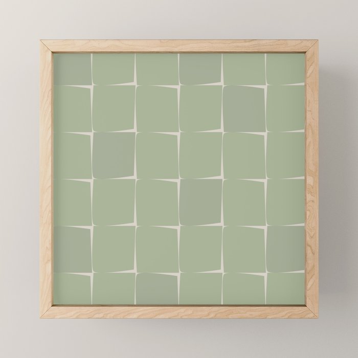 Sage Green Flux Midcentury Modern Check Grid Pattern Mini Art Print Gallery Image 1